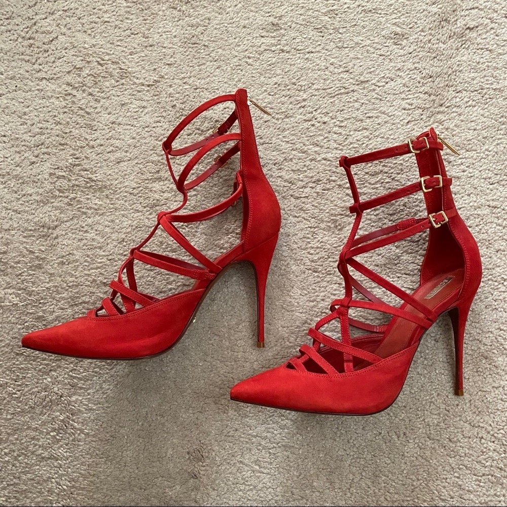 Schutz Strappy Red Heels
